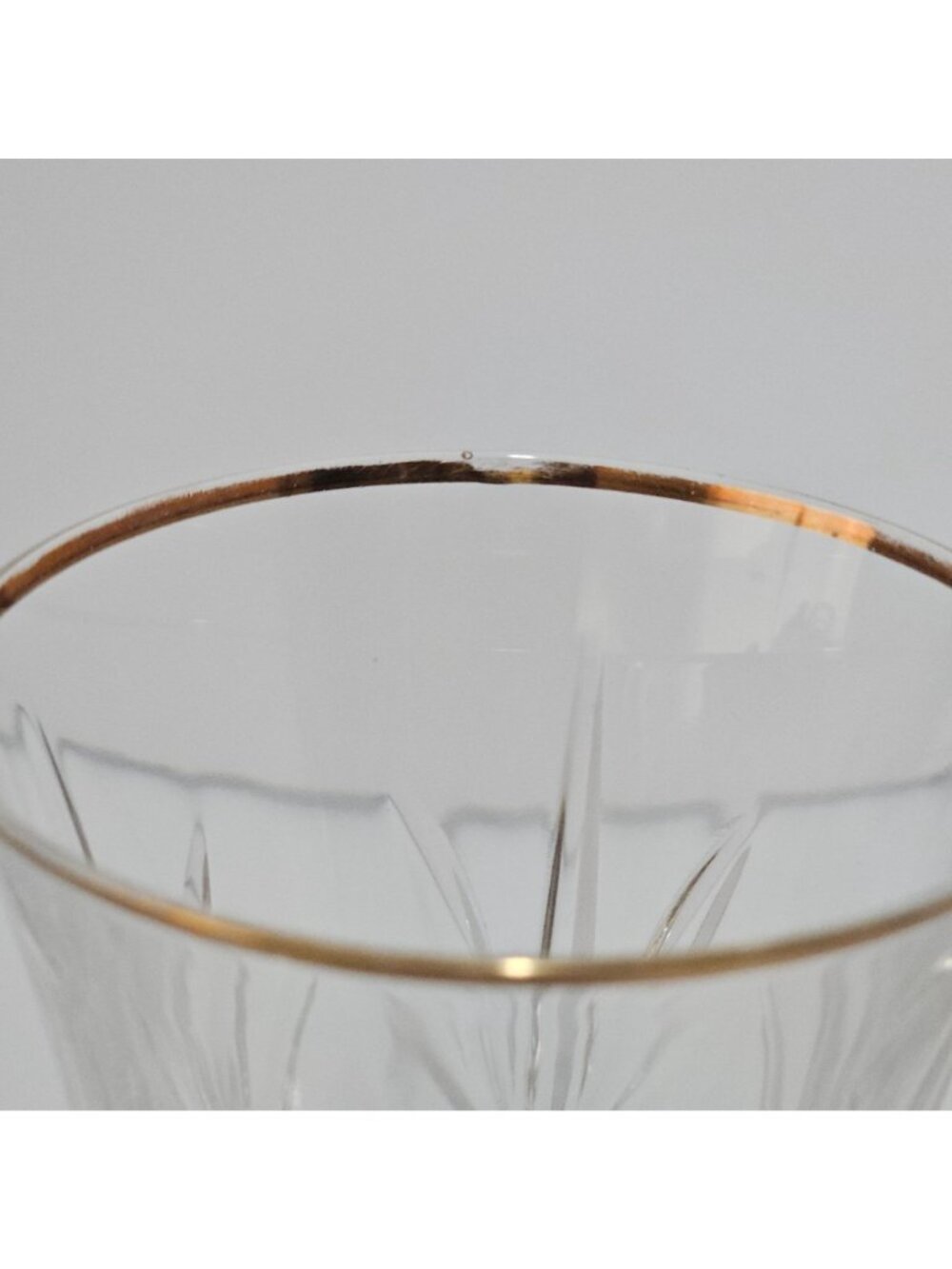 2 Cristal de Flandre Salzburg Gold Wine Glasses 6.5" cut crystal 1990s France vi - Picture 6 of 8